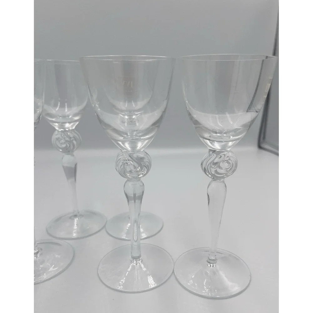 Vintage IVV Italy Grappa Glass Hand Blown Rosette‎ Twist Tear SET of 6 Liqeuer